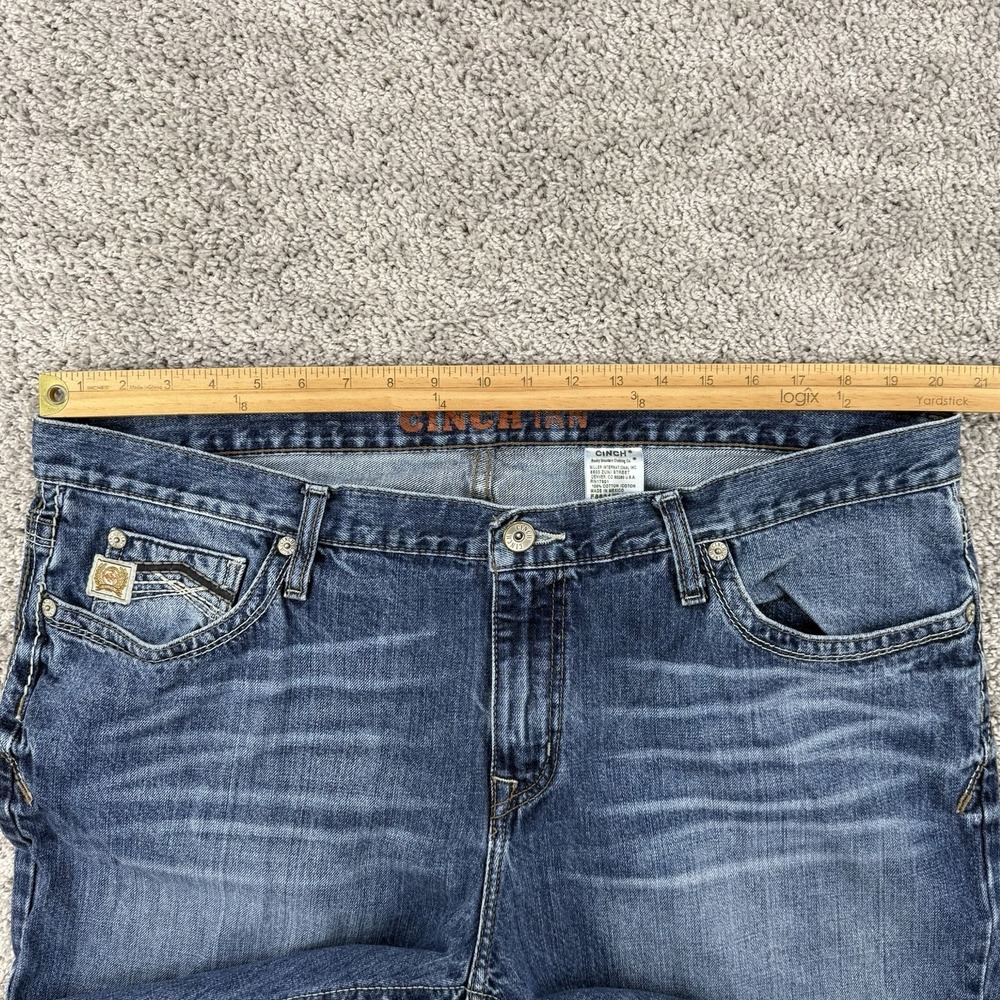 Cinch Ian Jeans Men's 40x32 Bootcut Western Cowboy Whiskering Crazy Fade - Picture 3 of 10